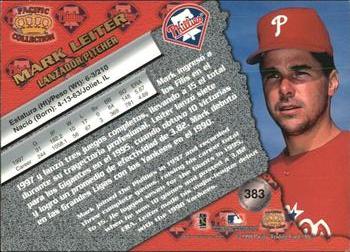 1998 Pacific - Silver #383 Mark Leiter Back