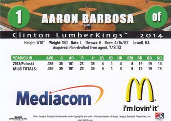 2014 Grandstand Clinton LumberKings #NNO Aaron Barbosa Back