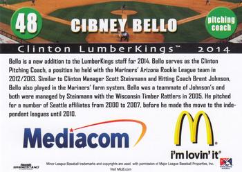 2014 Grandstand Clinton LumberKings #NNO Cibney Bello Back