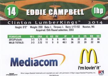 2014 Grandstand Clinton LumberKings #NNO Eddie Campbell Back