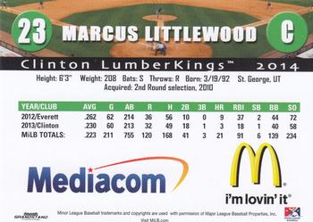 2014 Grandstand Clinton LumberKings #NNO Marcus Littlewood Back