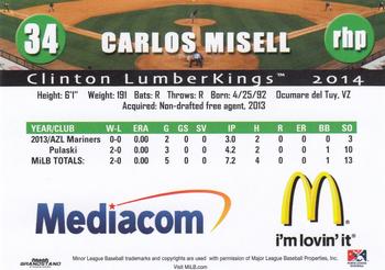 2014 Grandstand Clinton LumberKings #NNO Carlos Misell Back