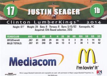 2014 Grandstand Clinton LumberKings #NNO Justin Seager Back