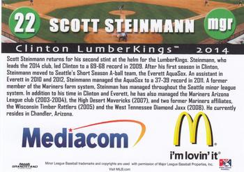 2014 Grandstand Clinton LumberKings #NNO Scott Steinmann Back