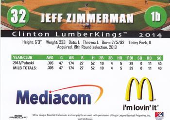 2014 Grandstand Clinton LumberKings #NNO Jeff Zimmerman Back