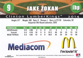2014 Grandstand Clinton LumberKings #NNO Jake Zokan Back