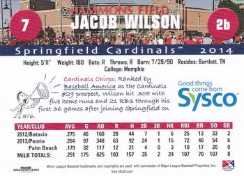 2014 Grandstand Springfield Cardinals SGA #NNO Jacob Wilson Back