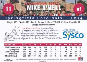 2014 Grandstand Springfield Cardinals SGA #NNO Mike O'Neill Back