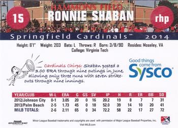 2014 Grandstand Springfield Cardinals SGA #NNO Ronnie Shaban Back
