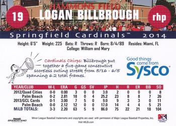2014 Grandstand Springfield Cardinals SGA #NNO Logan Billbrough Back