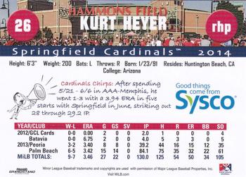 2014 Grandstand Springfield Cardinals SGA #NNO Kurt Heyer Back