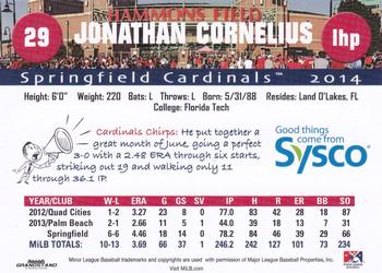 2014 Grandstand Springfield Cardinals SGA #NNO Jonathan Cornelius Back