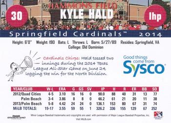 2014 Grandstand Springfield Cardinals SGA #NNO Kyle Hald Back