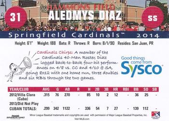 2014 Grandstand Springfield Cardinals SGA #NNO Aledmys Diaz Back
