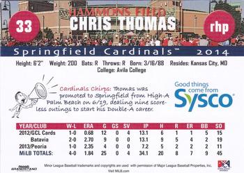 2014 Grandstand Springfield Cardinals SGA #NNO Chris Thomas Back