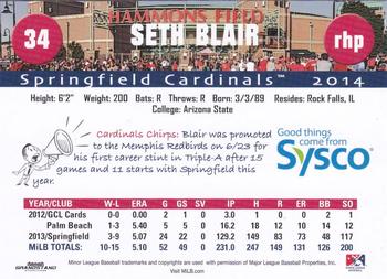 2014 Grandstand Springfield Cardinals SGA #NNO Seth Blair Back