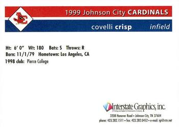 1999 Johnson City Cardinals #NNO Covelli Crisp Back