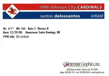 1999 Johnson City Cardinals #NNO Santos De Los Santos Back