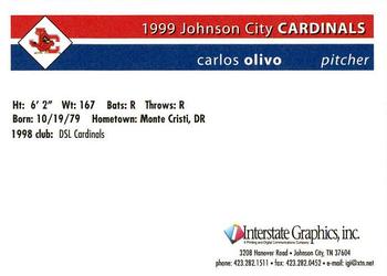 1999 Johnson City Cardinals #NNO Carlos Olivo Back
