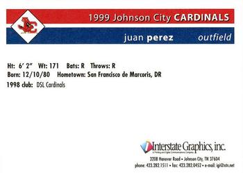 1999 Johnson City Cardinals #NNO Juan Perez Back