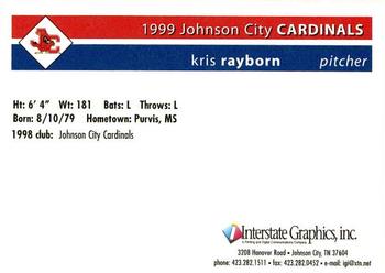 1999 Johnson City Cardinals #NNO Kris Rayborn Back