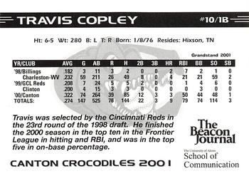 2001 Grandstand Canton Crocodiles #NNO Travis Copley Back