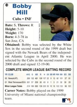 2001 Arizona Fall League Prospects #12 Bobby Hill Back