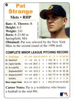 2001 Arizona Fall League Prospects #25 Pat Strange Back