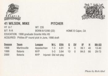 2001 Batavia Muckdogs #41 Mike Wilson Back