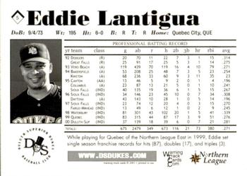 2001 Warning Track Duluth-Superior Dukes #5 Eddie Lantigua Back