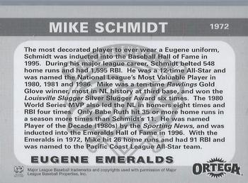 2001 Eugene Emeralds Ems Greats #NNO Mike Schmidt Back
