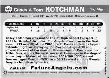 2001 Grandstand Future Angels #NNO Casey Kotchman / Tom Kotchman Back