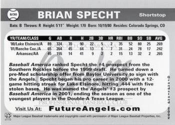 2001 Grandstand Future Angels #NNO Brian Specht Back