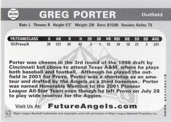 2001 Grandstand Future Angels #NNO Greg Porter Back