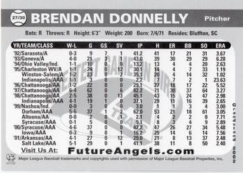 2001 Grandstand Future Angels #NNO Brendan Donnelly Back