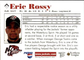 2001 Warning Track New Jersey Jackals #11 Eric Rossy Back