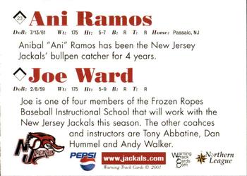 2001 Warning Track New Jersey Jackals #23 Ani Ramos / Joe Ward Back