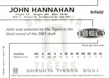 2001 Grandstand Oneonta Tigers #NNO John Hannahan Back