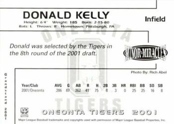 2001 Grandstand Oneonta Tigers #NNO Donald Kelly Back