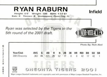 2001 Grandstand Oneonta Tigers #NNO Ryan Raburn Back