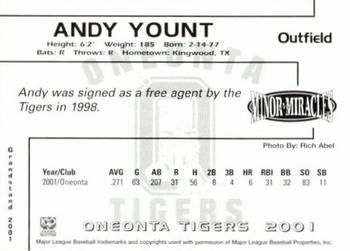 2001 Grandstand Oneonta Tigers #NNO Andy Yount Back