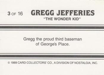 1989 Card Collectors Gregg Jefferies Wonder Kid #3 Gregg Jefferies  Back