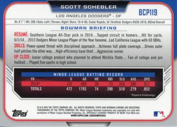 2015 Bowman - Chrome Prospects Blue Wave Refractors #BCP119 Scott Schebler Back