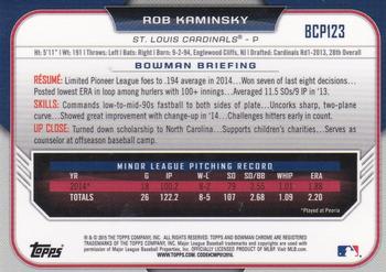 2015 Bowman - Chrome Prospects Blue Wave Refractors #BCP123 Rob Kaminsky Back