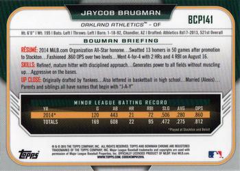 2015 Bowman - Chrome Prospects Blue Wave Refractors #BCP141 Jaycob Brugman Back