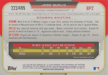 2015 Bowman - Prospects Silver #BP2 Jose Queliz Back