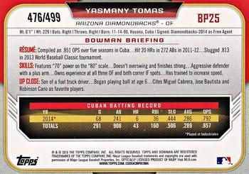 2015 Bowman - Prospects Silver #BP25 Yasmany Tomas Back