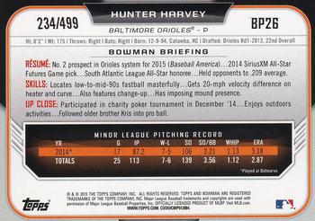 2015 Bowman - Prospects Silver #BP26 Hunter Harvey Back