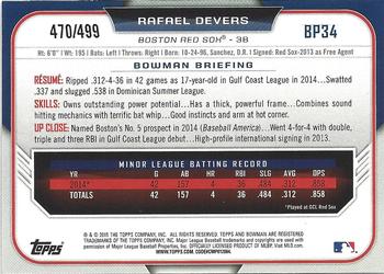 2015 Bowman - Prospects Silver #BP34 Rafael Devers Back