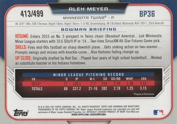 2015 Bowman - Prospects Silver #BP36 Alex Meyer Back